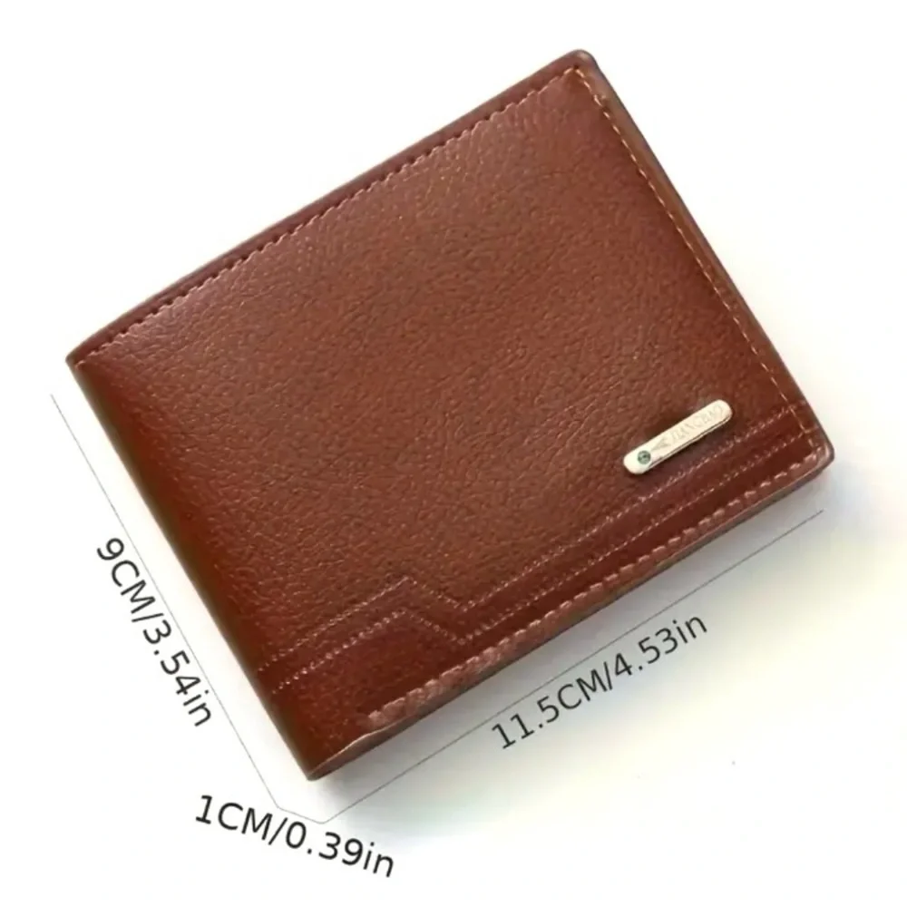 Brown PU Leather Wallet Card Holder Slim Bifold Minimalist Men’s Wallet